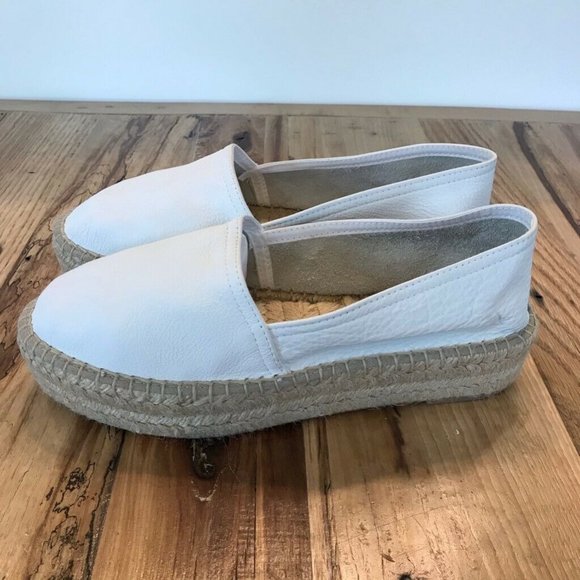 Maypol Espadrille Flat Shoes White Leather 8 - Picture 3 of 9